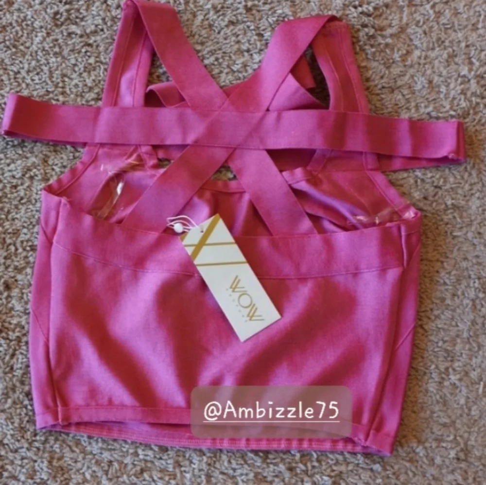 WoW Couture Bodycon Bandage Style Crop Top Festival Rave Club EDM - Picture 6 of 10